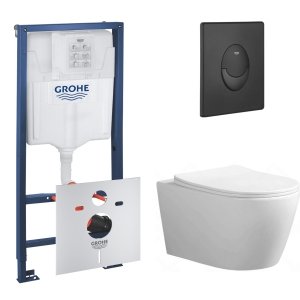 Комплект инсталляции GROHE Rapoid SL 3 в 1 с унитазом Aquatek АУРА AQ1805T-00 и звукоизоляционным комплектом (NW0775)