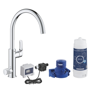 Смеситель для кухонной мойки GROHE Blue Pure Eurosmart с функцией фильтрации, с фильтром в комплекте, хром (30499000)