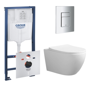 Комплект инсталляции GROHE Rapid SL 3 в 1 с унитазом Aquatek СОФИЯ AQ1801T-00 и звукоизоляционным комплектом (NW0749)
