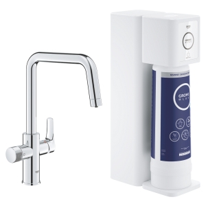 Смеситель для кухонной мойки GROHE Blue Pure Eurosmart с функцией фильтрации, с фильтром обратного осмоса в комплекте, хром (30586000)