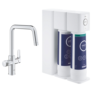 Смеситель для кухонной мойки GROHE Blue Pure Eurosmart с функцией фильтрации, с фильтром обратного осмоса с минерализацией в комплекте, хром (30587000)