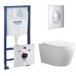 Комплект инсталляции GROHE Rapid SL 4 в 1 с унитазом Aquatek АУРА AQ1805T-00 (NW0747)