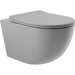 Унитаз подвесной Aqueduto OVO 525*360 безободковый, сиденье с микролифтом, серый матовый (OVO0130)