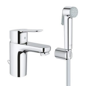 Смеситель для раковины GROHE BauEdge с цепочкой и гигиеническим душем, S-Size, хром (23757000/U), уцененный товар