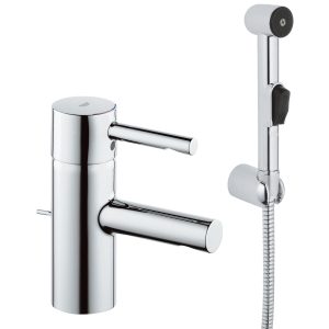 Смеситель для раковины GROHE Essence с донным клапаном и гигиеническим душем, S-size, хром (32535000/U), уцененный товар