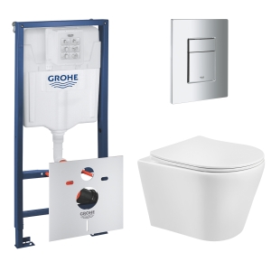 Комплект инсталляции GROHE Rapid SL 3 в 1 с унитазом Aquatek АУРА AQ1805T-00 и звукоизоляционным комплектом (NW0751)