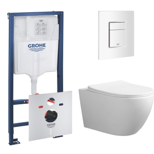 Комплект инсталляции GROHE Rapoid SL 3 в 1 с унитазом Aquatek СОФИЯ AQ1801T-00 и звукоизоляционным комплектом (NW0769)