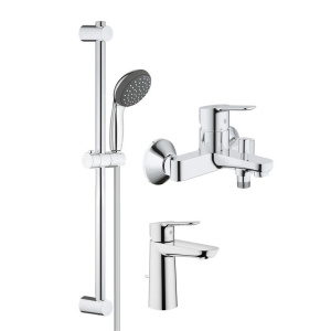 Комплект смесителей GROHE Start Edge для раковины, ванны с душевым гарнитуром, хром (120210)