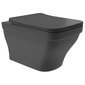Унитаз подвесной Aqueduto ESTETA 520*370 безободковый, сиденье с микролифтом, черный матовый (EST0140)