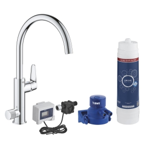 Смеситель для кухонной мойки GROHE Blue Pure Eurosmart с функцией фильтрации, с фильтром в комплекте, хром (30386000)