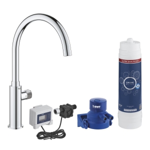 Кран для кухонной мойки GROHE Blue Pure Mono с функцией фильтрации, с фильтром в комплекте, хром (30388000)