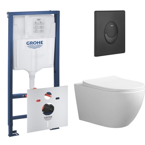 Комплект инсталляции GROHE Rapoid SL 3 в 1 с унитазом Aquatek СОФИЯ AQ1801T-00 и звукоизоляционным комплектом (NW0773)