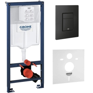 Комплект инсталляции для унитаза GROHE Solido 4 в 1 с панелью смыва Even, фантомный черный (38811KF0-B)