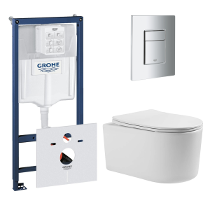 Комплект инсталляции GROHE 38775001 с унитазом Aquatek МИЯ и сиденьем с микролифтом (NW0150)