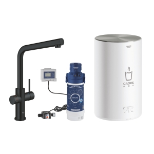 Комплект для кухни GROHE Red Duo с L-образным смесителем, бойлером M-Size и фильтром, черный бархат (30327KS1)