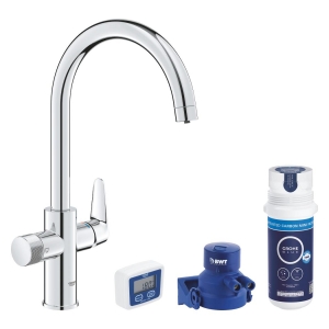 Смеситель для кухонной мойки GROHE Blue Pure StartCurve с функцией фильтрации, с угольным фильтром в комплекте, хром (30593000)
